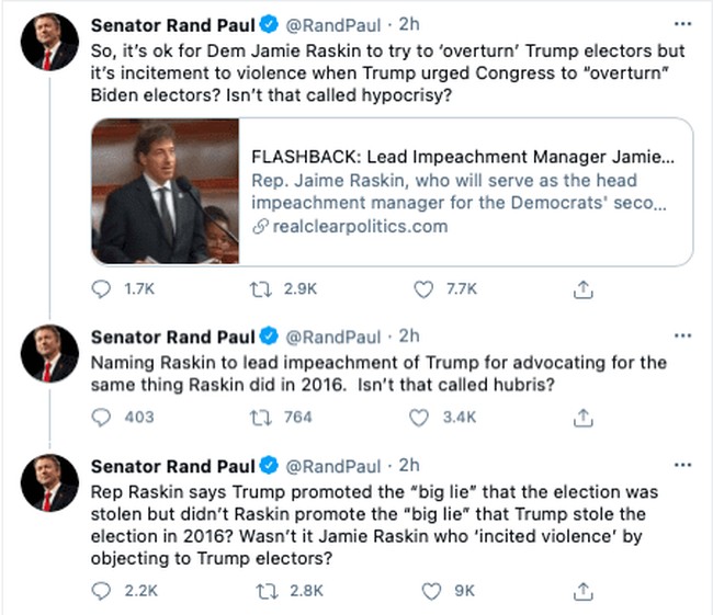 Rand Paul Jamie Raskin impeachment