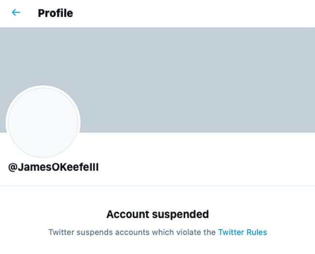 Twitter suspends James O'Keefe Project Veritas