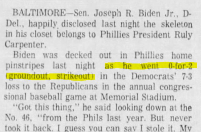 Biden Lies About Baseball