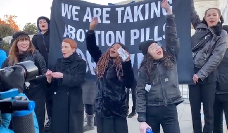 [WATCH] Pro-Abortion Death Cult Ghouls Swallow Abortion Death Pills in Front of Supreme Court