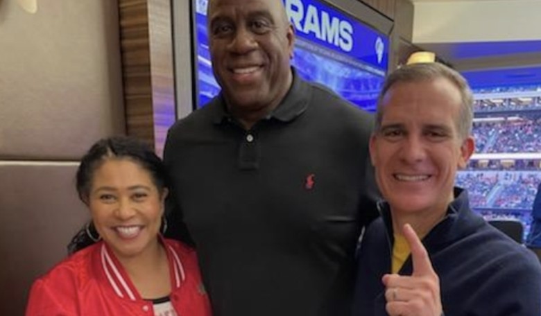 L.A. Mayor Garcetti Says He 'Held His Breath' During Maskless Photo With Magic Johnson
