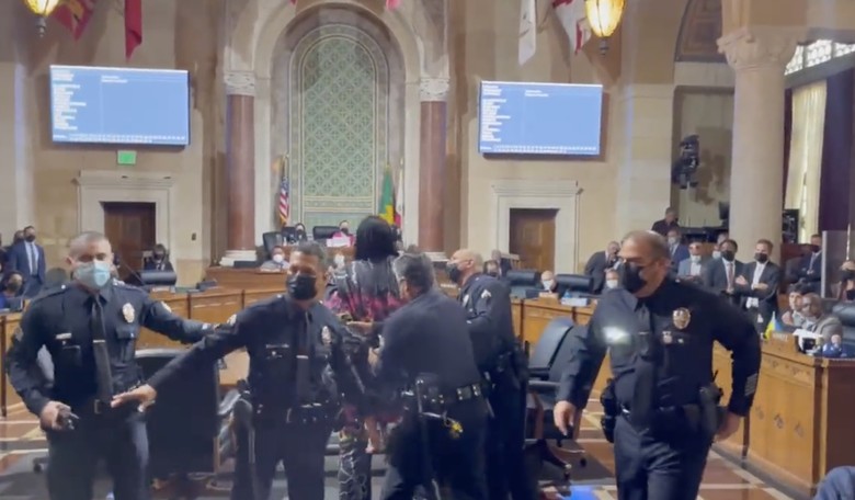 Los Angeles Police Called to City Hall After Antifa Protesters Disrupt Anti-Camping Vote
