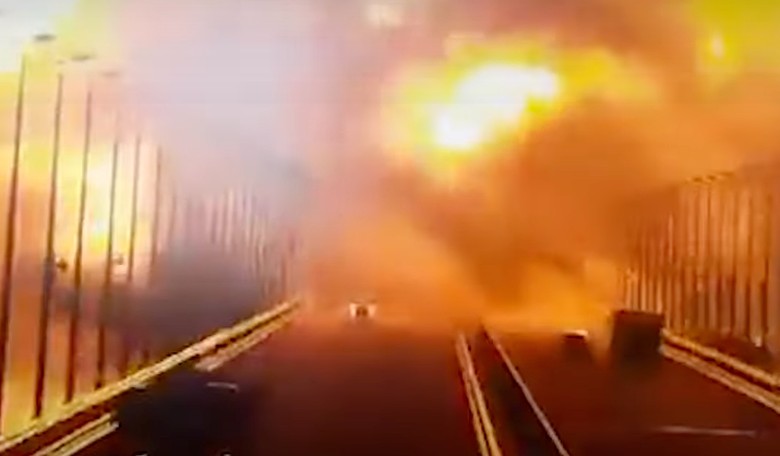 Massive Explosion Severely Damages the Sole Bridge Connecting Crimea With Russia