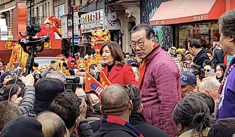 New York Gov. Kathy Hochul Caught on Camera Waving Chinese Flag, Marching Next to CCP Official