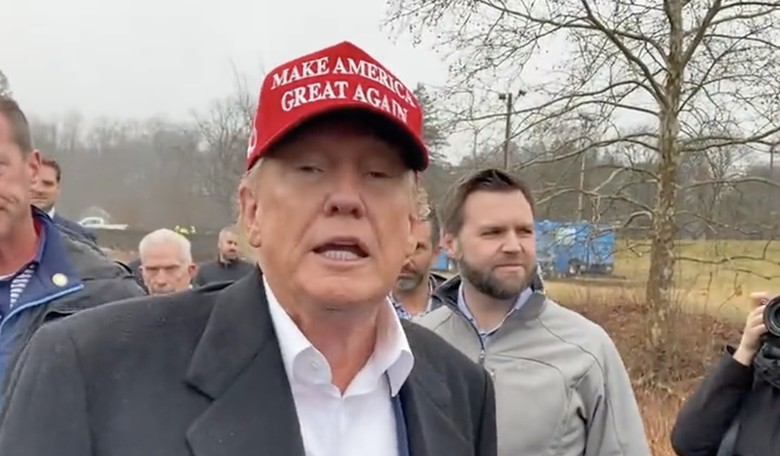 Trump Has Powerful Three-Word Message for Biden During East Palestine Supply Drop