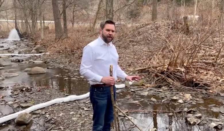 J.D. Vance Makes Bone-Chilling Discovery in an East Palestine Creek: 'This is Disgusting'