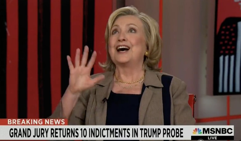 WATCH: Hillary Cackles Like a Hyena on MSNBC About Latest Trump Indictments