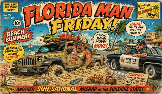 Florida Man Friday: Beached Whale? No, That's a Beached Jeep.
