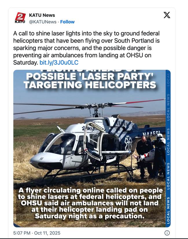 Antifa terrorist laser party report
