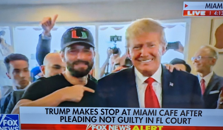 Donald Trump Stops at Legendary Cuban Spot Cafe Versailles After Court, Crowd Prays and Sings 'Happy Birthday'