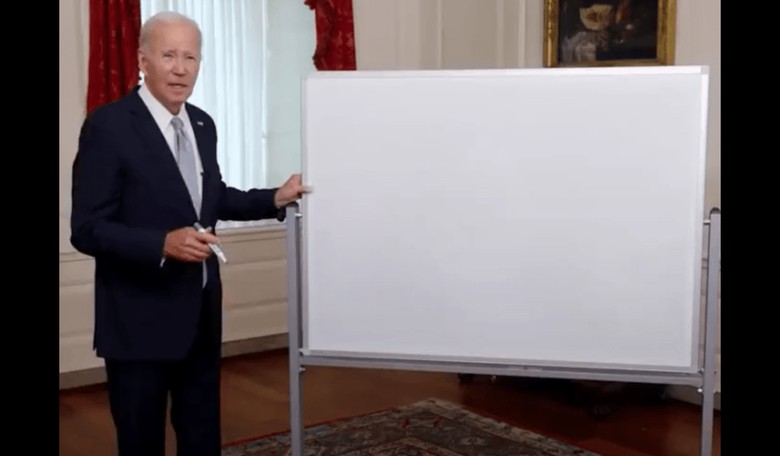 Biden Tries - And Fails - at Using a Whiteboard to Explain 'Bidenomics'
