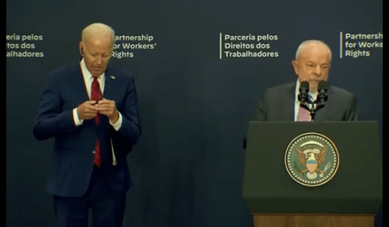 Biden Reveals He's Told What to Do, Almost Knocks Over Flag, and Brazilian President's Unique Reaction