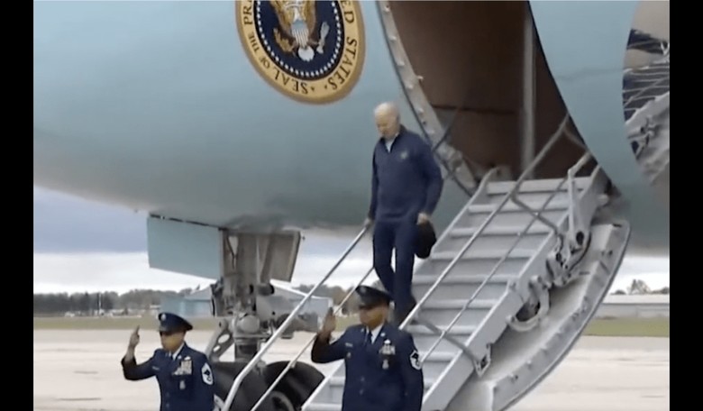 WATCH: That 'Don't Let Joe Biden Trip' Strategy Didn't Quite Work as Biden Slips Getting off Plane