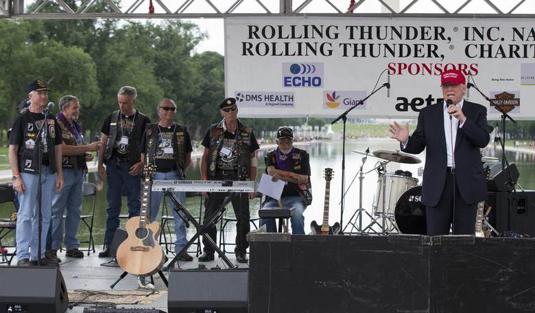 Draft Evader Donald Trump Speaks At Rolling Thunder Event, Beclowns Sponsors (VIDEO)