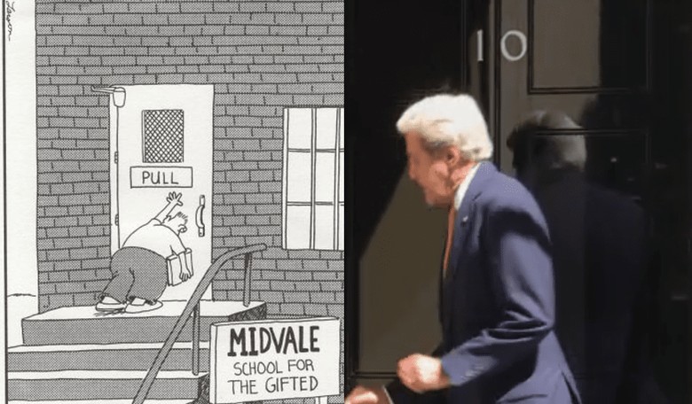 John Kerry Visits 10 Downing Street And Imitates A 'Far Side' Cartoon (VIDEO)