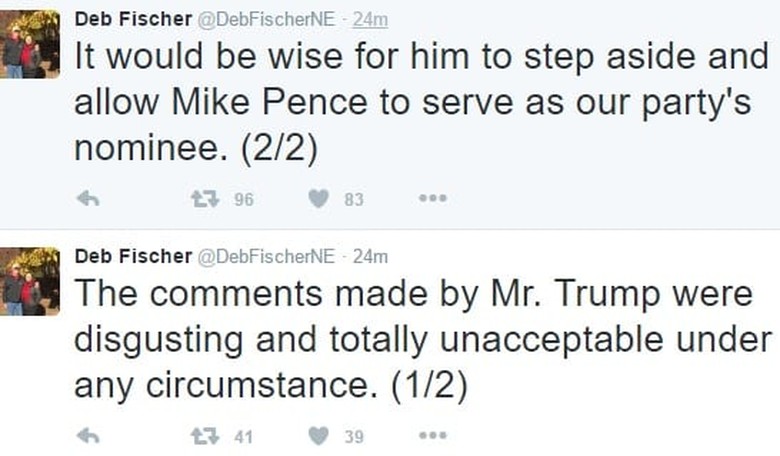 Deb Fischer Disavows Trump, Hopefully Will Have to Eat a Lot of Crow