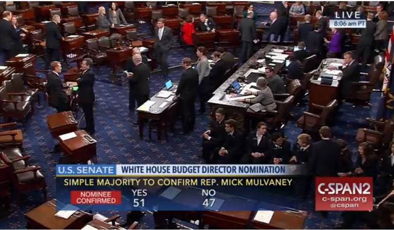 BREAKING. Mick Mulvaney Confirmed As Director Of Office Of Management And Budget