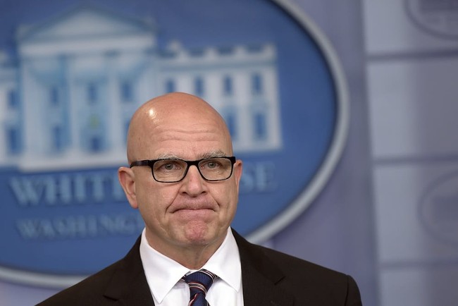 National Security Adviser H.R. McMaster pauses during a briefing at the White House in Washington, Tuesday, May 16, 2017. President Donald Trump claimed the authority to share "facts pertaining to terrorism" and airline safety with Russia, saying in a pair of tweets he has "an absolute right" as president to do so. (AP Photo/Susan Walsh)