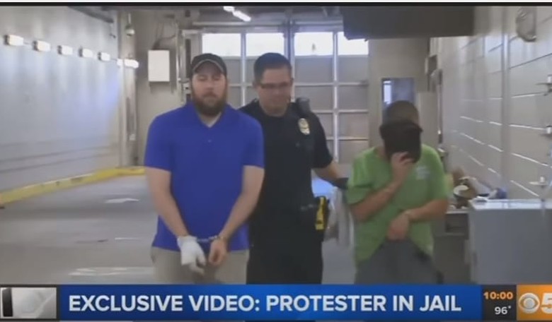 Infamous 'Pepper Balls' Demonstrator Arrested But His Employer Seems To Be Okay With Violence