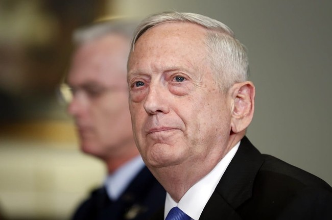 Defense Secretary Jim Mattis listens to a question about Russia from the media at the Pentagon, Thursday, Sept. 21, 2017, in Washington. Senior American and Russian military leaders met for an unprecedented, face-to-face session somewhere in the Middle East this week to discuss the growing tensions in the competing battles to retake one of the remaining Islamic State strongholds in Syria.   (AP Photo/Alex Brandon)