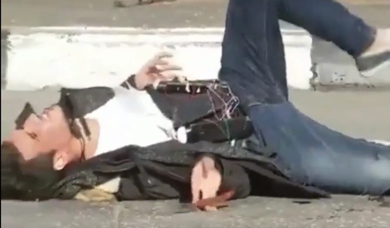 Never Bring A Knife and Fake Suicide Belt to a Gunfight. Palestinian Terrorist Douchebag Edition
