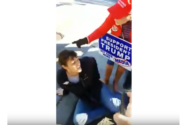 Watch: Crazed Leftist Attacks Trump Supporters at Protest Against CNN ...
