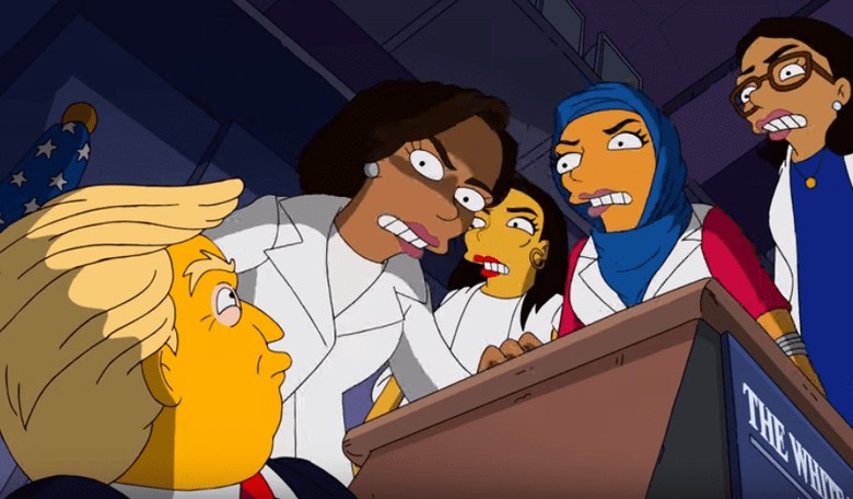The Simpsons Create Cringe-Worthy Anti-Trump Segment Where He Runs from "The Squad"