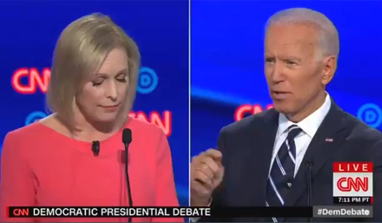 Video: Biden Sweeps Gillibrand's Legs Out From Under Her on Women as Crowd Cheers