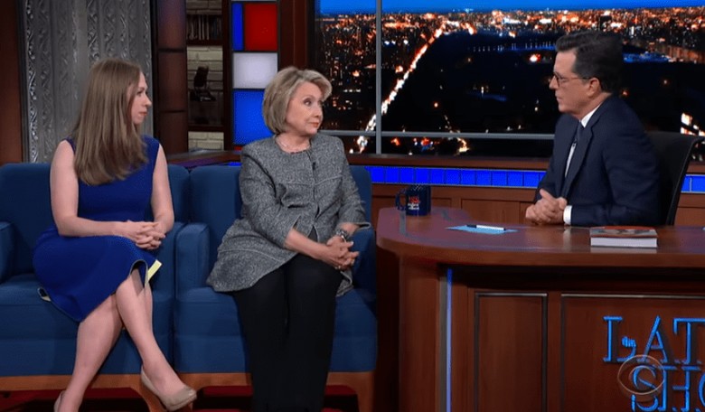 Colbert and Clinton Obsess Over Trump on Late Show, Chant "Lock Him Up" and Talk About Hitting Him in the Mouth