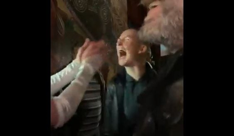Watch: Screeching Bald Leftist Screams at MAGA Crowd Because Why Not?