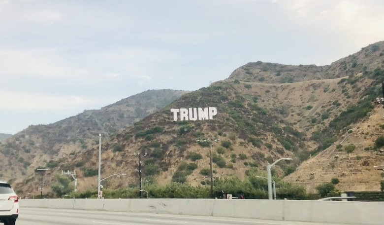VIDEO: Watch as 'Trump' Sign Is Erected Along the 405 Freeway in Los Angeles