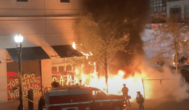 Antifa Smashes Businesses, Sets Fire at Apple Store That Previously Promoted BLM