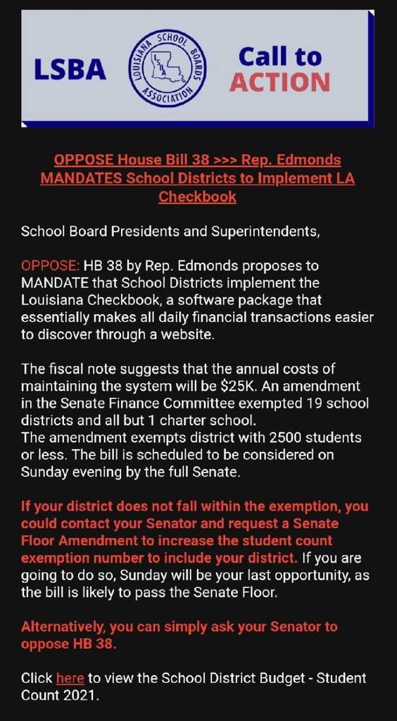 Louisiana School Board Association email