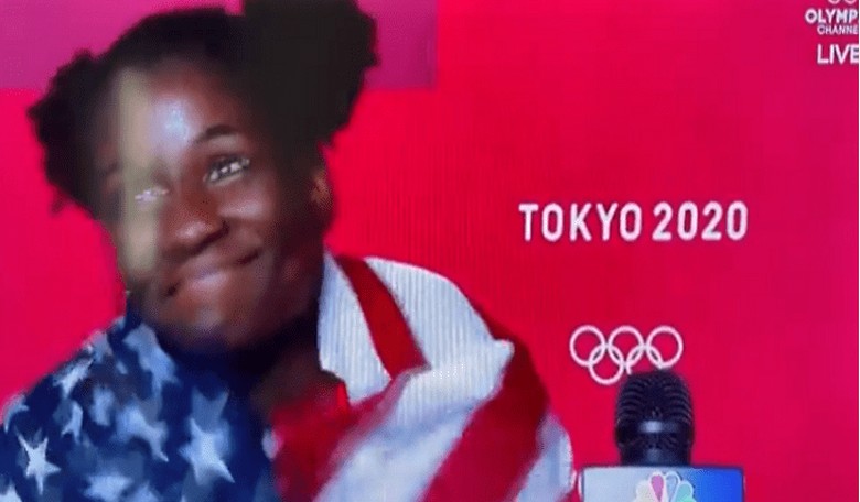 Must See: Joy and History All in One Moment as Gold Medalist Tamyra Mensah-Stock Celebrates Her Win and America