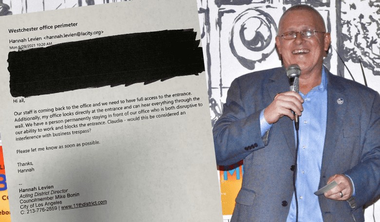 Brianna Kupfer's Councilman Mike Bonin Opposes 'Criminalizing Homelessness,' But Asked to Have a 'Trespasser' Removed From in Front of His Office