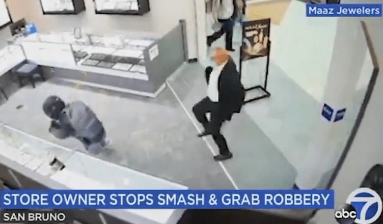 WATCH: California Shop Owner Defends Property During 'Smash and Grab' Attempt