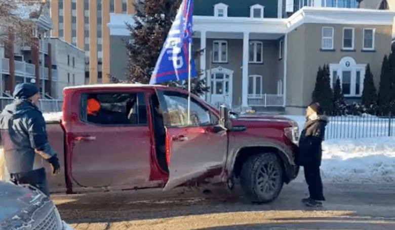 WATCH: Counter-Protester Caught Faking Getting Hit by Freedom Convoy Truck
