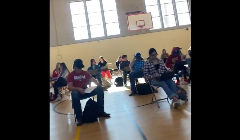 California High School 'Barricaded' Unmasked Students in Unheated School Gym
