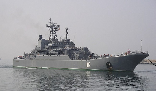 Russia Loses Large Landing Ship to Ukrainian Drone Swarm