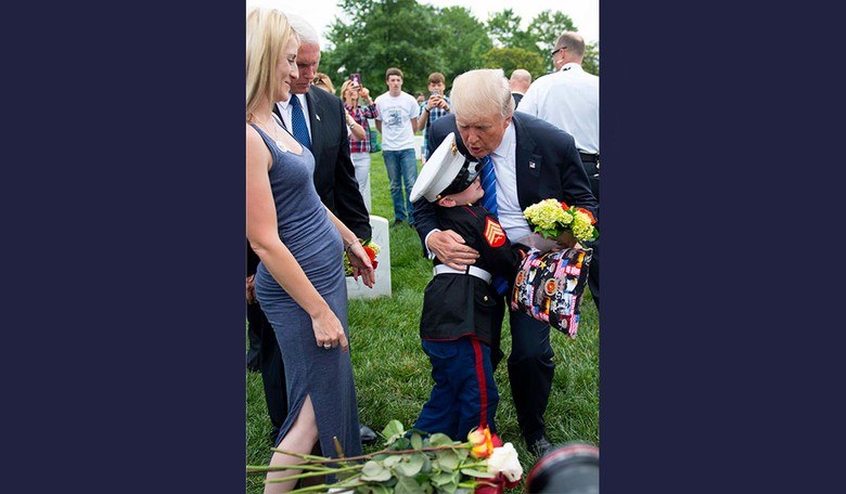 Seven Years Later, Marine Widow Recalls Trump Hugging Her Son at Husband's Arlington Grave
