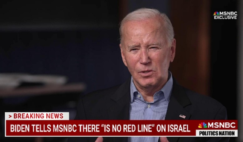 WATCH: Biden Tells MSNBC 'There Is No Red Line' for Supporting Israel