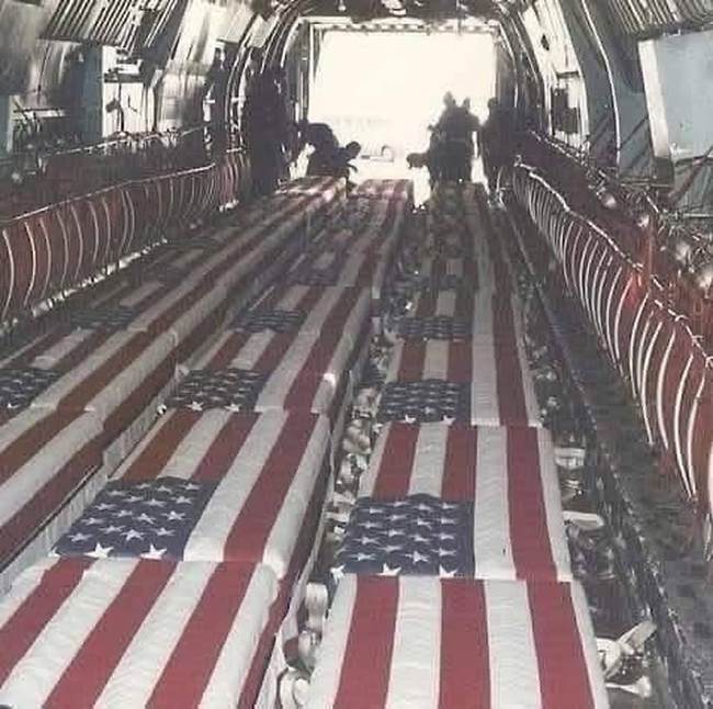 flag-drapped transfer boxes