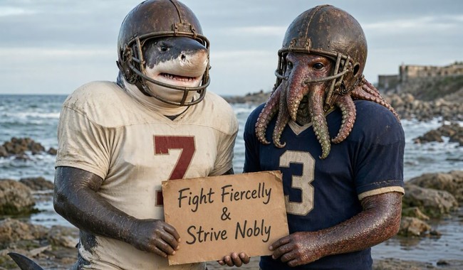 Sammy the Shark and Karl the Kraken's college football preview Source: Bing Image Creator