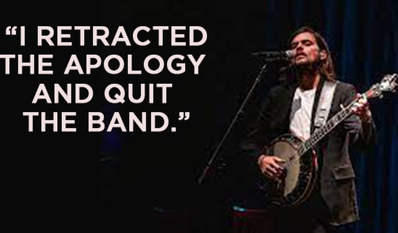 Former Mumford and Sons banjoist Winston Marshall wants everyone to know he retracted his apology