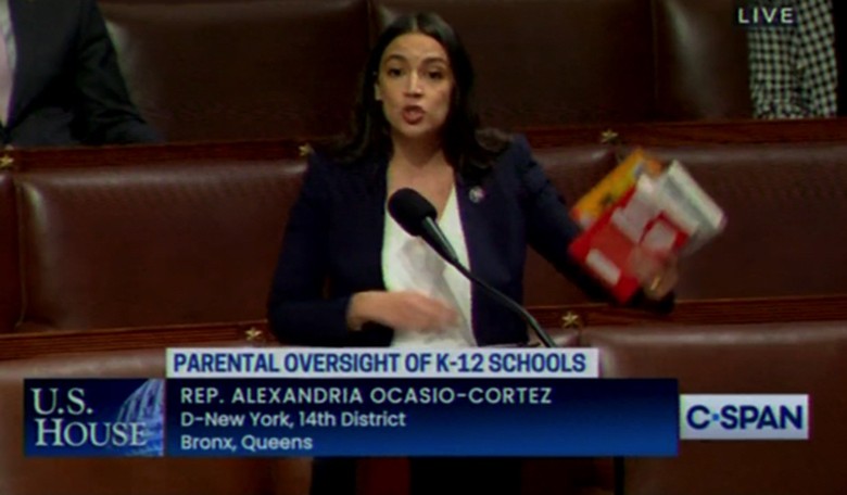 AOC slamming books during tantrum fighting AGAINST parental rights accidentally hilarious (watch)