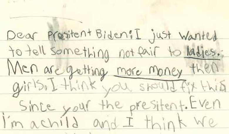 President Biden responds to little girl who's upset that men make more money than ladies
