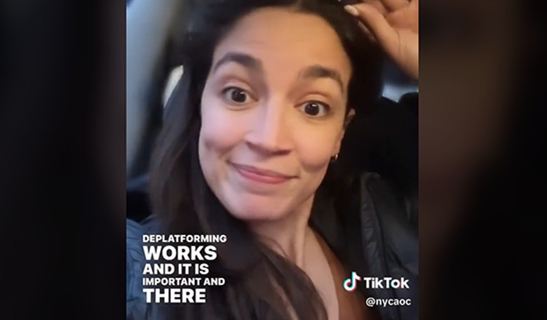 'Deplatforming works': AOC celebrates Tucker Carlson's exit on TikTok and embraces censorship