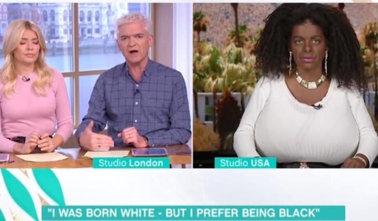 Talk show host tells white lady identifying as black that she's trivializing race, and irony's dead