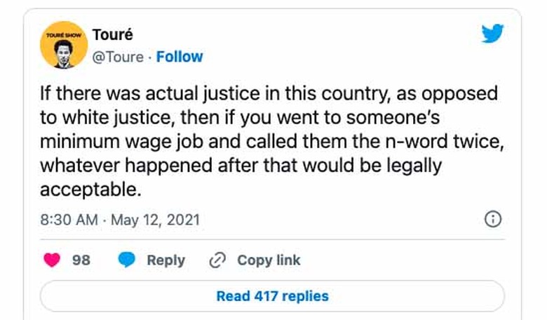 Touré's thoughts on when killing is justified seem a bit situational