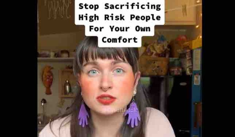 Trans-harpy RAGES at people for not masking in 2023 because they're white supremacists and stuff